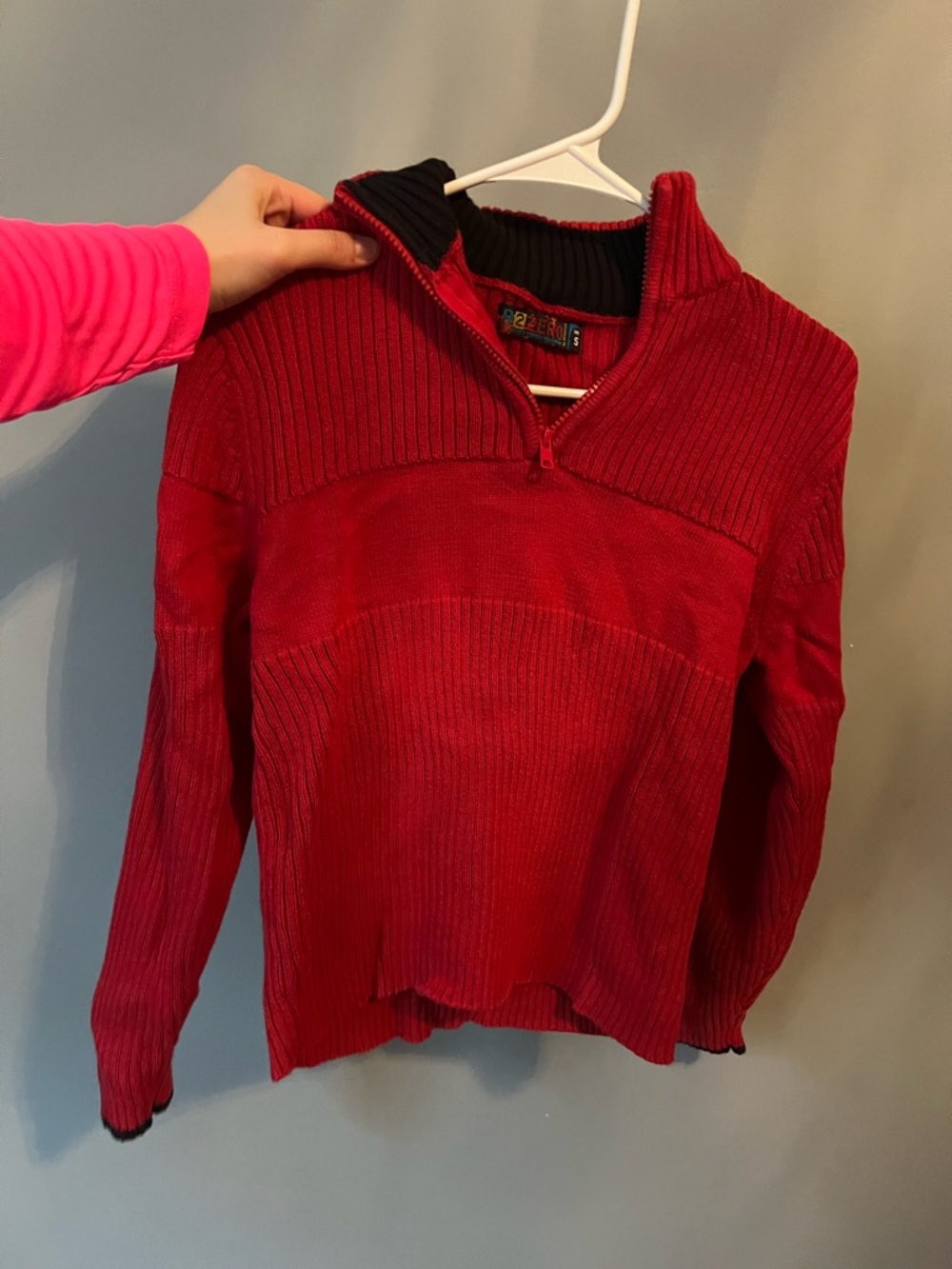 Red Quarter-Zip Ribbed Sweater - Picture 4 of 9